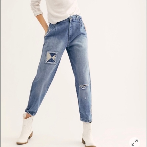 Free People Denim - NWT Free People Down to Earth Patched Jeans